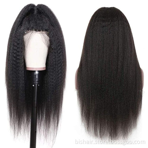Yaki Kinky Straight Real Human Hair Wig Yaki 4x4 Lace Wig Straight Hair 150% Density Real Human Hair Lace Wig Shipped same day